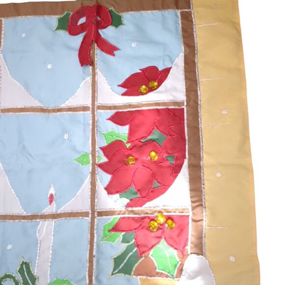 Embroidered Happy Holidays Flag Double Side 29.5"x43.5" Winter Window Snow Holly - Picture 5 of 13